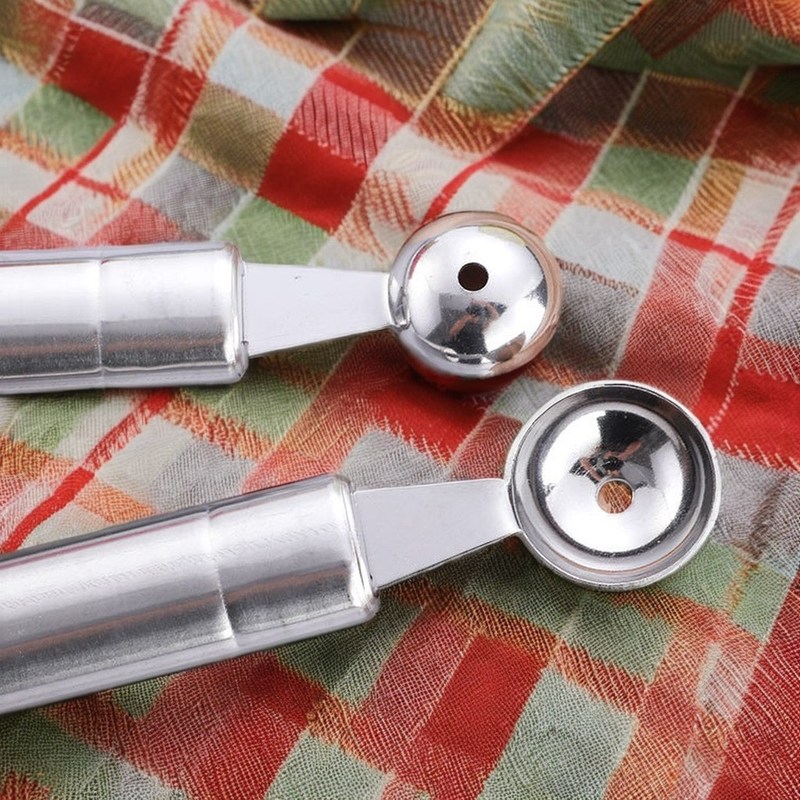 Cuisine à la maison Cuillère à bille en acier inoxydable à double extrémité Cuillère à bille de pastèque avec couteau de sculpture Outils de décoration de fruits métalliques