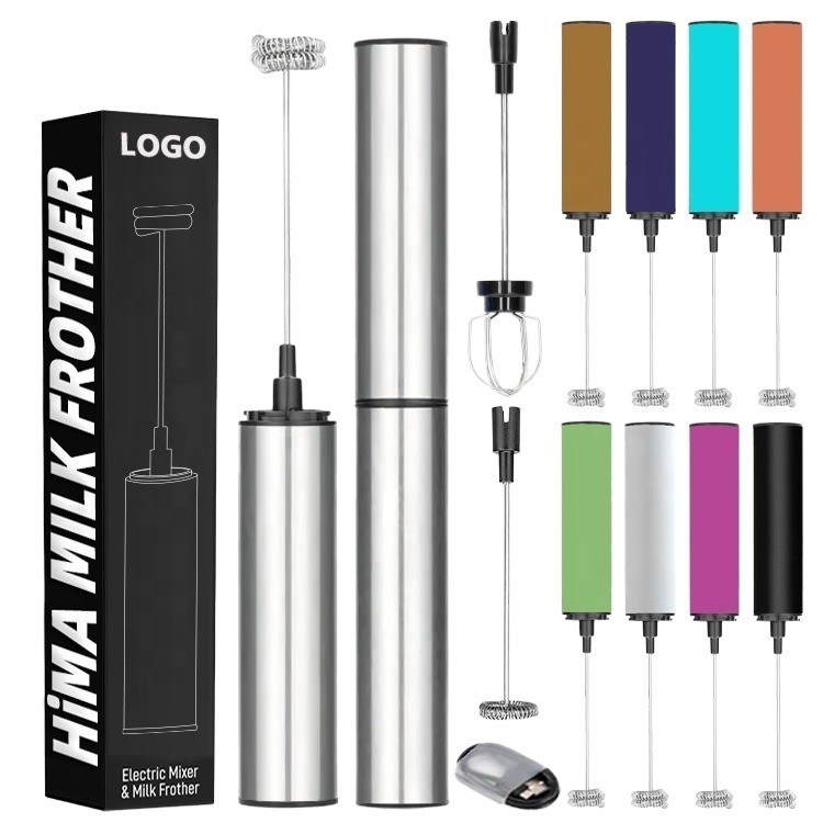 HIMATIMES couleur personnalisée mousseuse à lait rechargeable portable pour n'importe quelle sélection Whisk