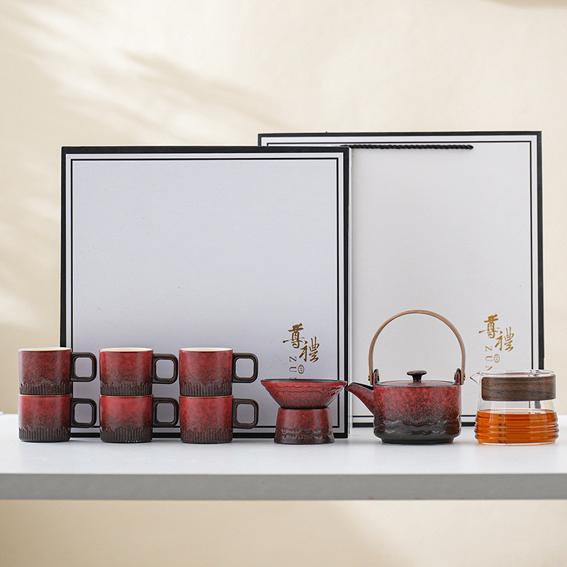 Set de tasse de café en porcelaine en céramique avec poignée en bois et glaçage en dégradé Logo personnalisé