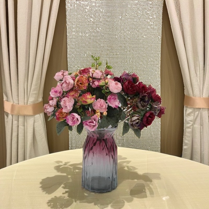 Blanc 21 roses diamantées Fleurs artificielles pour les mariages Saint-Valentin Noël