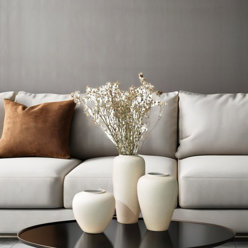 Vase en céramique moderne anniversaire avec noodle d'œuf décor de cailloux blanc style Art Déco