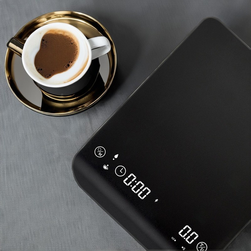 BAMBOO Round 2024 Balance électronique de café avec batterie rechargeable et indicateur de chronomètre