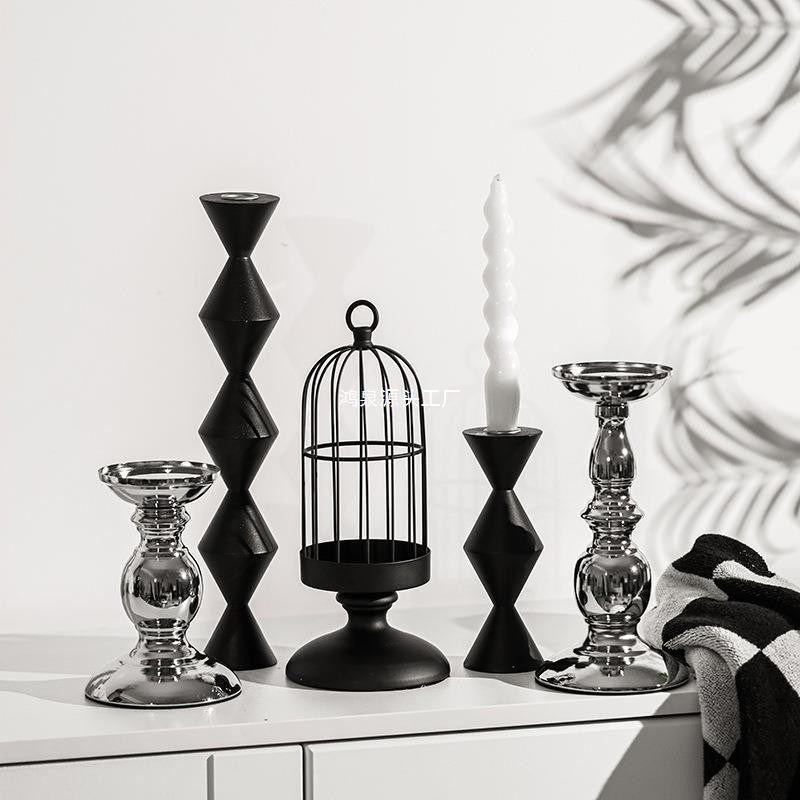 Porteur de chandelier en métal de mariage avec des lanternes Bouteilles de bougies basse porte-bougie Centrepiece