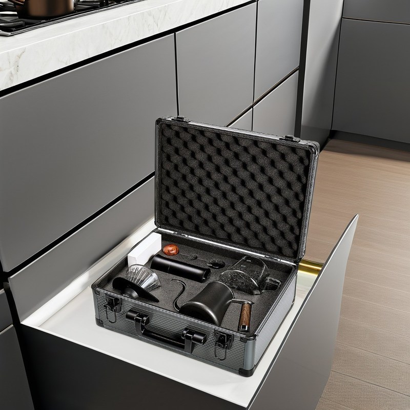 Kit de café brassé à la main avec du papier filtre et une échelle