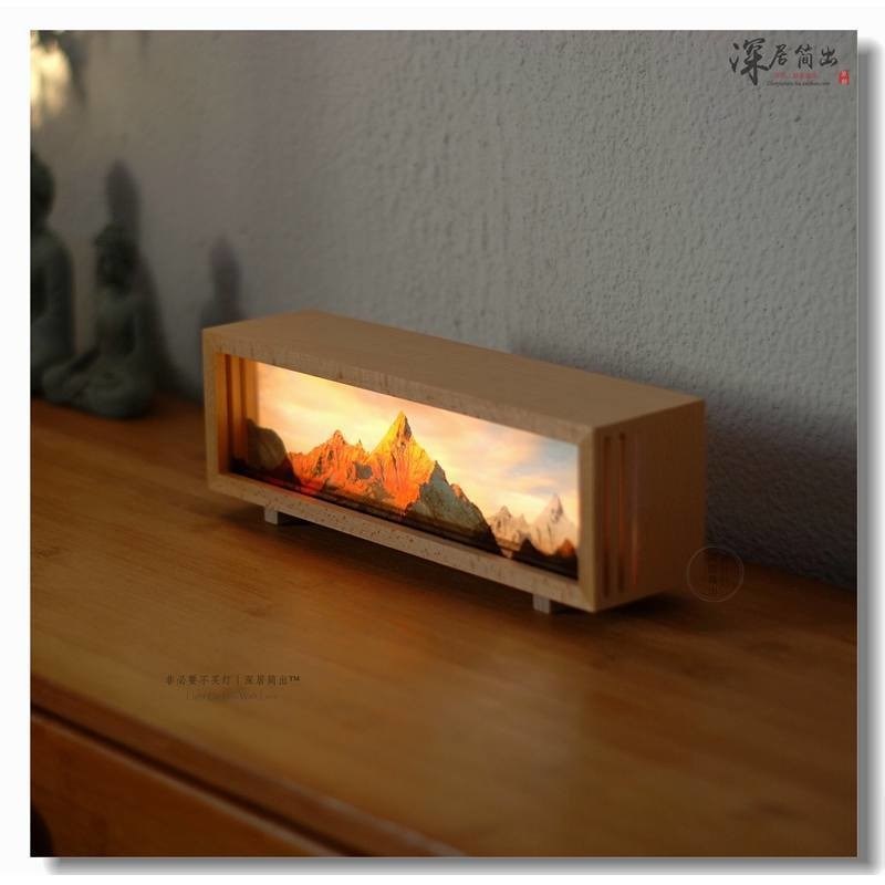 Taille personnalisée Rizhao Jinshan Modern Rechargeable Nuit Lumière Meili Neige Montagne Bureau Atmosphère Lumière toile Cadeau culturel Qianli
