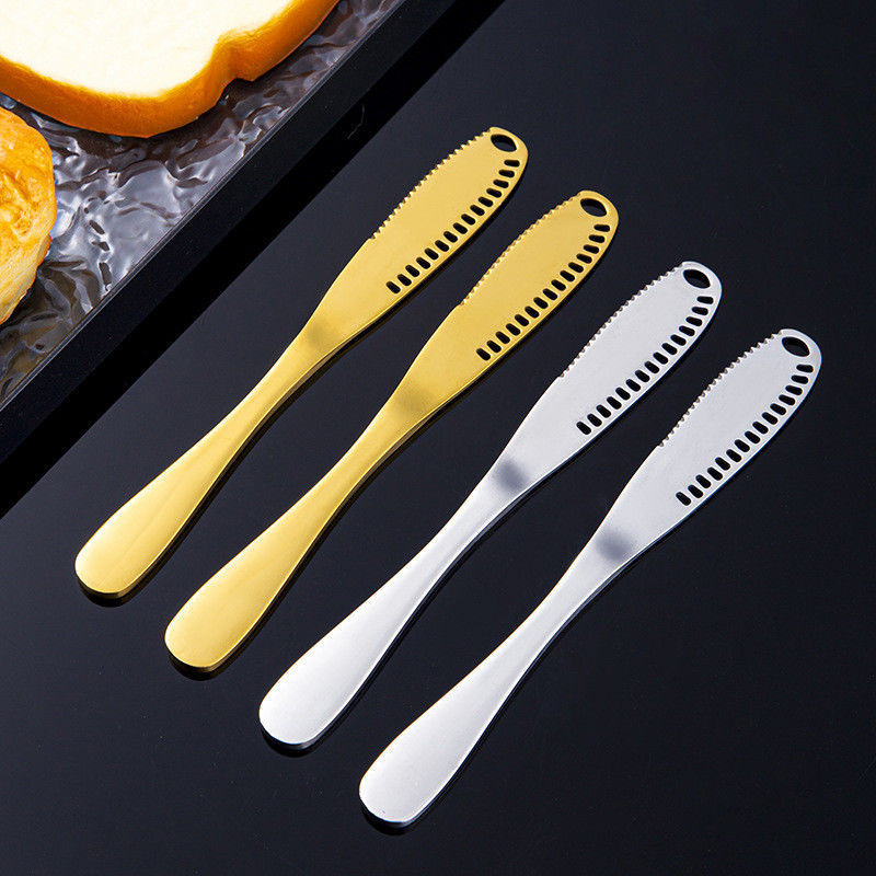 Couteau à beurre en acier inoxydable en argent plaqué en titane à manche longue de beurre de confiture Spatula Crème de décoration de vaisselle de table occidentale