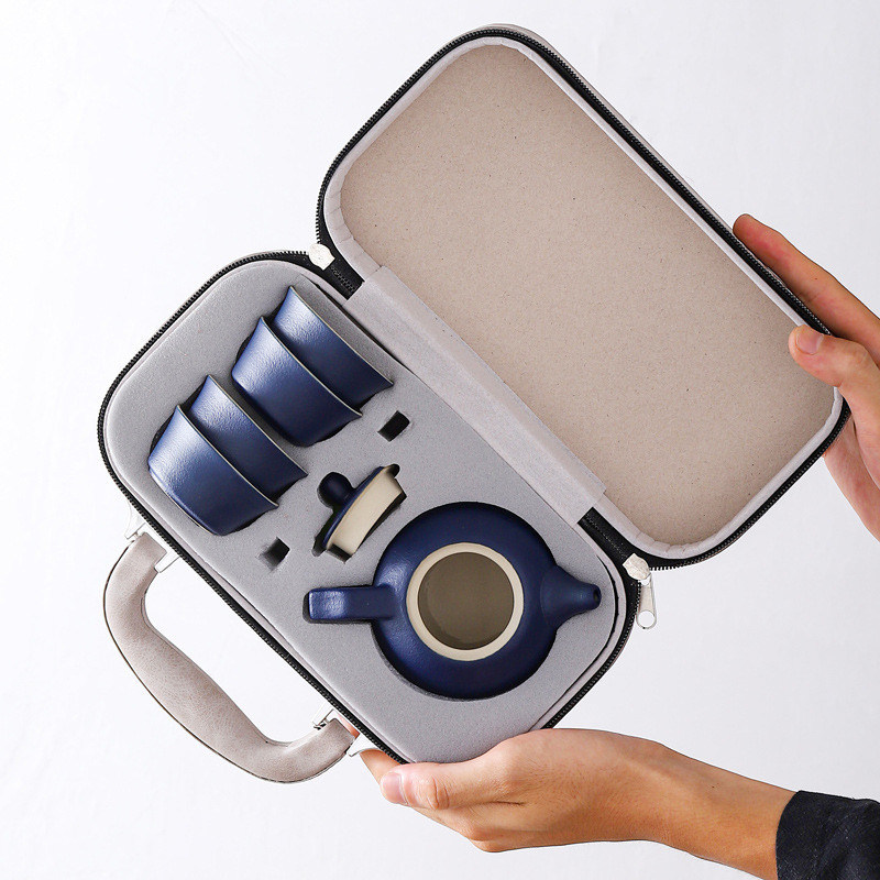 Plateau à thé en céramique et ensemble de tasses à thé réutilisables pour les aventures en plein air Matériau de poterie