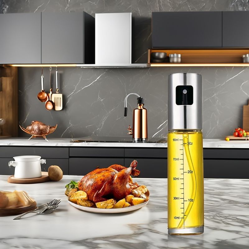 Pulvérisateur d'huile d'olive en acier inoxydable et en verre pour ustensiles de cuisine de camping 17,8*4cm