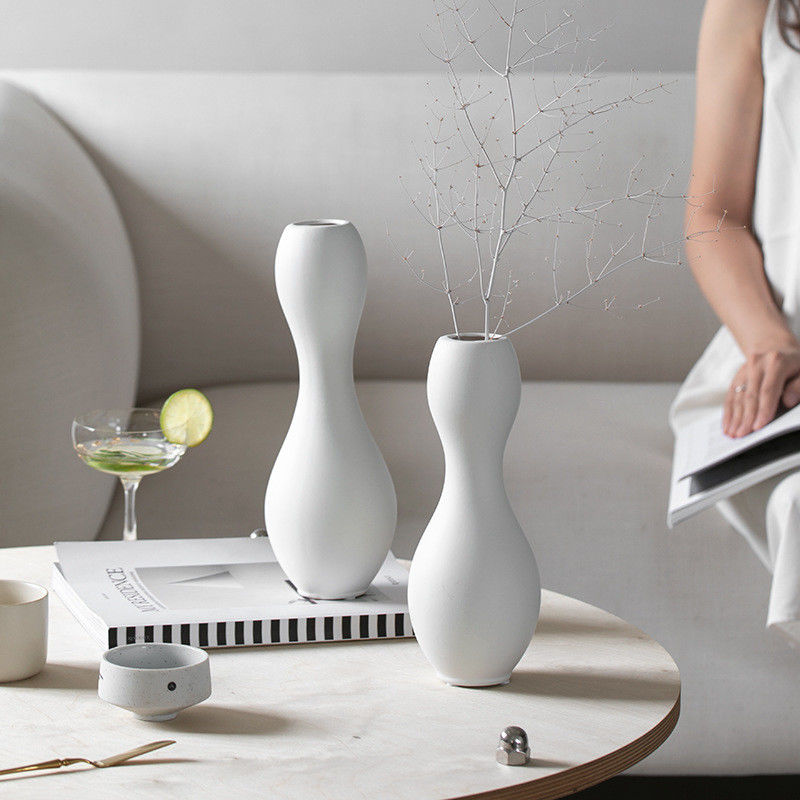 Vase en céramique noir et blanc minimaliste moderne glaçage pigmenté décoratif fleur de table