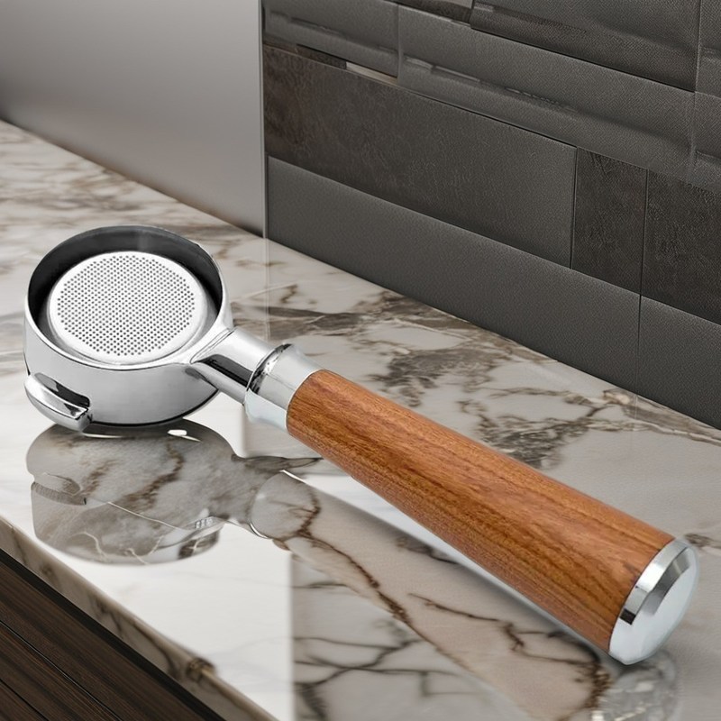 Kit de café portable de 58 mm avec entonnoir en acier inoxydable et portafiltre en bois massif