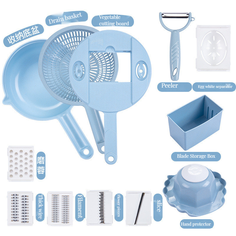Bambous alimentaire outils de cuisine durables multi-fonctionnel en acier inoxydable coupeuse de fruits trancheuse de bol