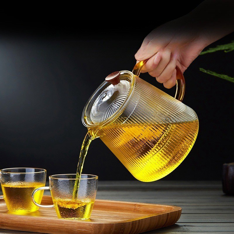 500 ml/800 ml/1000 ml pots de thé en verre-conception classique résistant à la chaleur à la poignée-conception durable