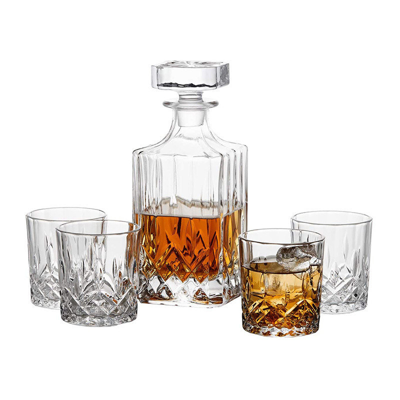 Décanteur de cristal sans plomb et verres de whisky de style rock classique avec logo personnalisé