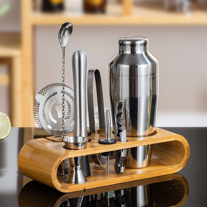 Kit de mélangeur de cocktails professionnel à 10 pièces avec outils de barre métallique