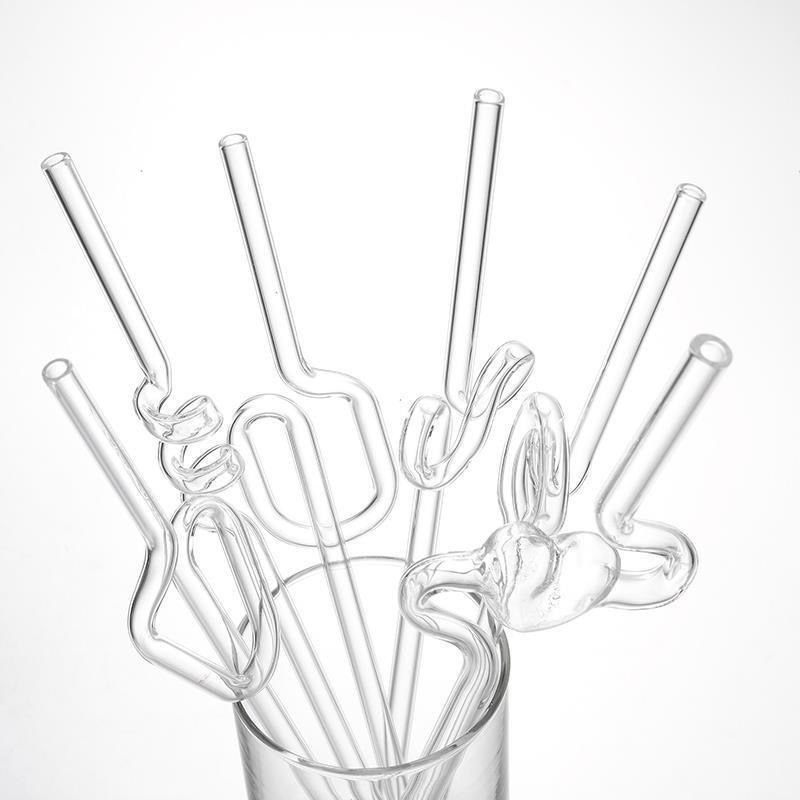 Boucles de verre transparentes à haute borosilicate, rondes, de 0,8*20 cm, en forme de barre courbe